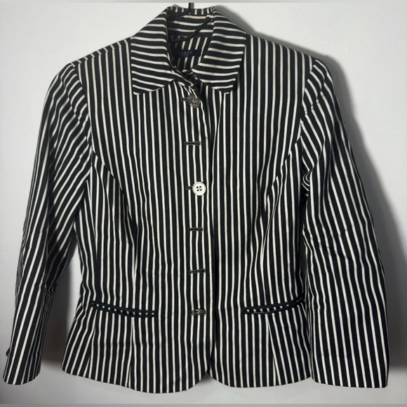 Chaps Black and White Striped Jacket - Picture 5 of 7